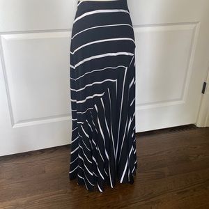 Chicos Womens Black White Striped Stretch Casual Long Asymmetrical Skirt 0